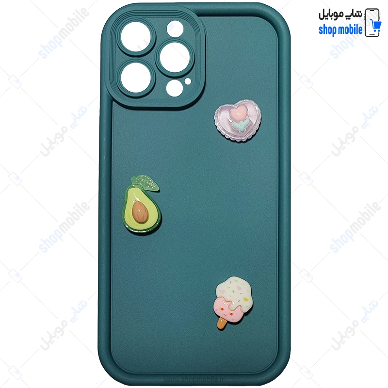 قاب گوشی دخترانه عروسکی فانتزی (کاور آیفون 13 پرو مکس) طرح قلب، آوواکادو و بستنی سه بعدی