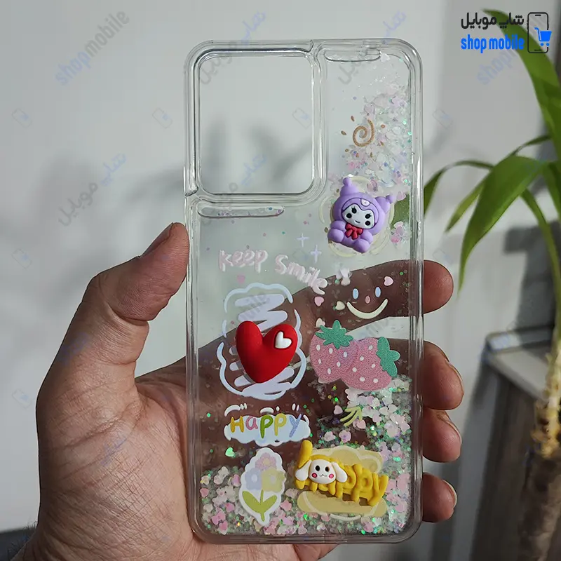 قاب گوشی شیائومی ردمی 13C 4G / پوکو C65 (کاور آکواریومی عروسکی طرح بچه، قلب و سگ برجسته)