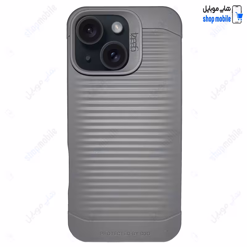 قاب گوشی آیفون 15 (کاور اورجینال Gear 4 طرح کرکره ای رنگ طوسی)