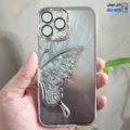 قاب گوشی آیفون 12 پرو مکس (کاور Unique محافظ لنز دار طرح بال پروانه آکواریومی رنگ نقره ای)