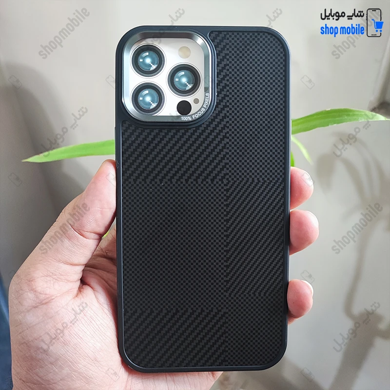 قاب گوشی آیفون 13 پرو مکس (کاور اورجینال Fashion Case طرح پیکسلی رنگ مشکی و خاکستری)