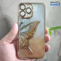 قاب گوشی آیفون 15 پرو مکس (کاور Unique محافظ لنز دار طرح بال پروانه آکواریومی رنگ طلایی)