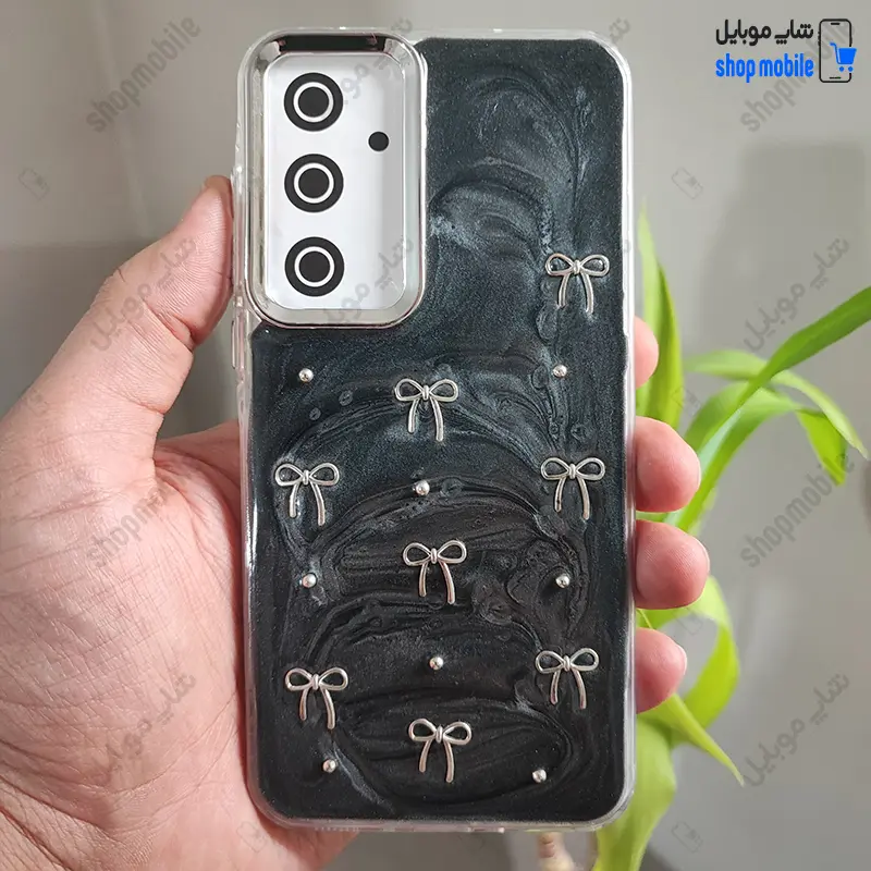 قاب گوشی سامسونگ گلکسی A35 (کاور رزینی برجسته طرح پاپیون رنگ مشکی)