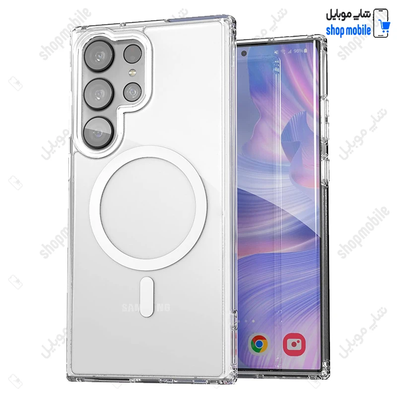 قاب گوشی سامسونگ گلکسی S23 اولترا (کاور مگ سیف شفاف مدل Clear Case Magnetic)