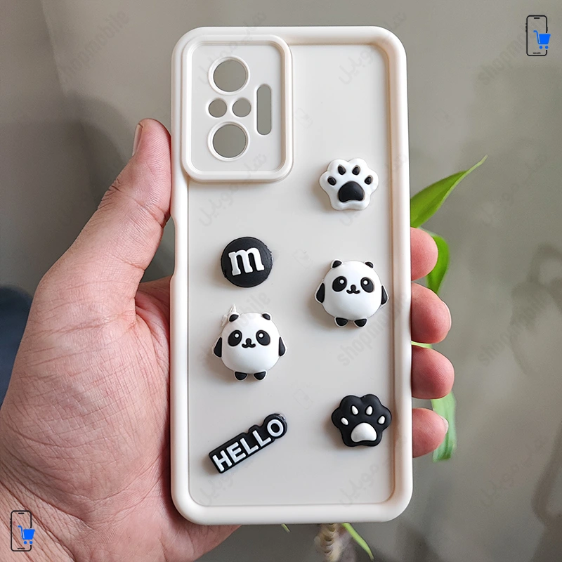 قاب گوشی شیائومی ردمی نوت 10 پرو (کاور عروسکی فانتزی طرح Hello Panda رنگ شیری)