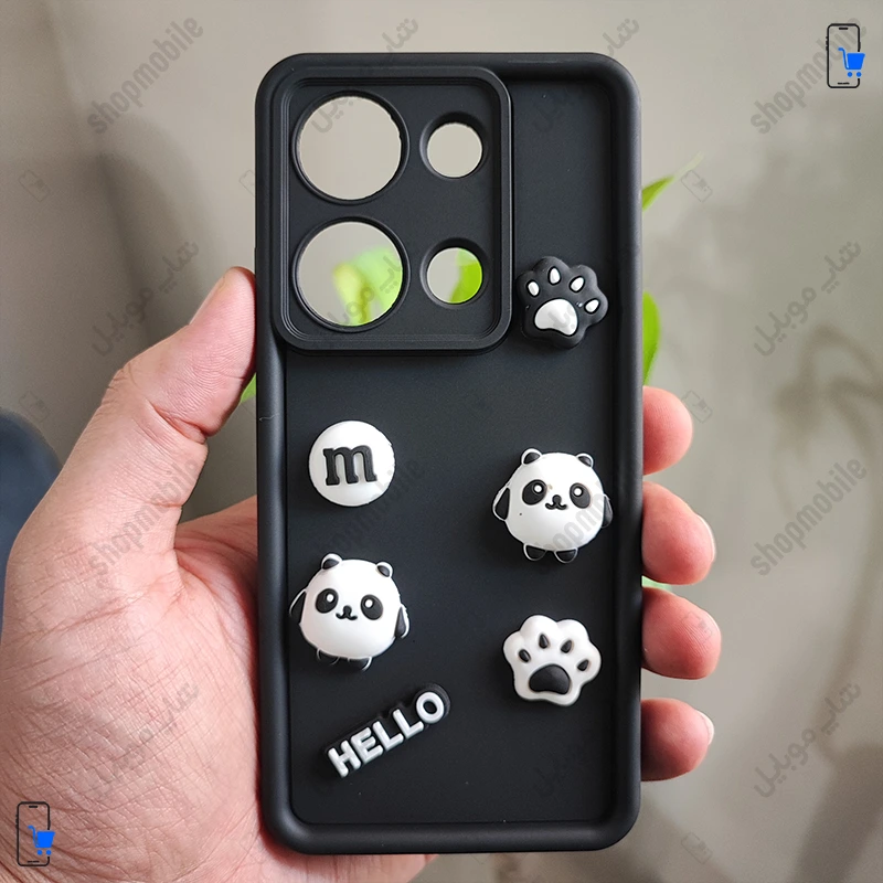 قاب گوشی شیائومی ردمی نوت 13 پرو 4G (کاور عروسکی فانتزی طرح Hello Panda رنگ مشکی)