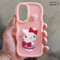 قاب گوشی سامسونگ گلکسی A16 (کاور عروسکی اسپینردار موجی طرح کیتی رنگ گلبهی لباس قرمز)