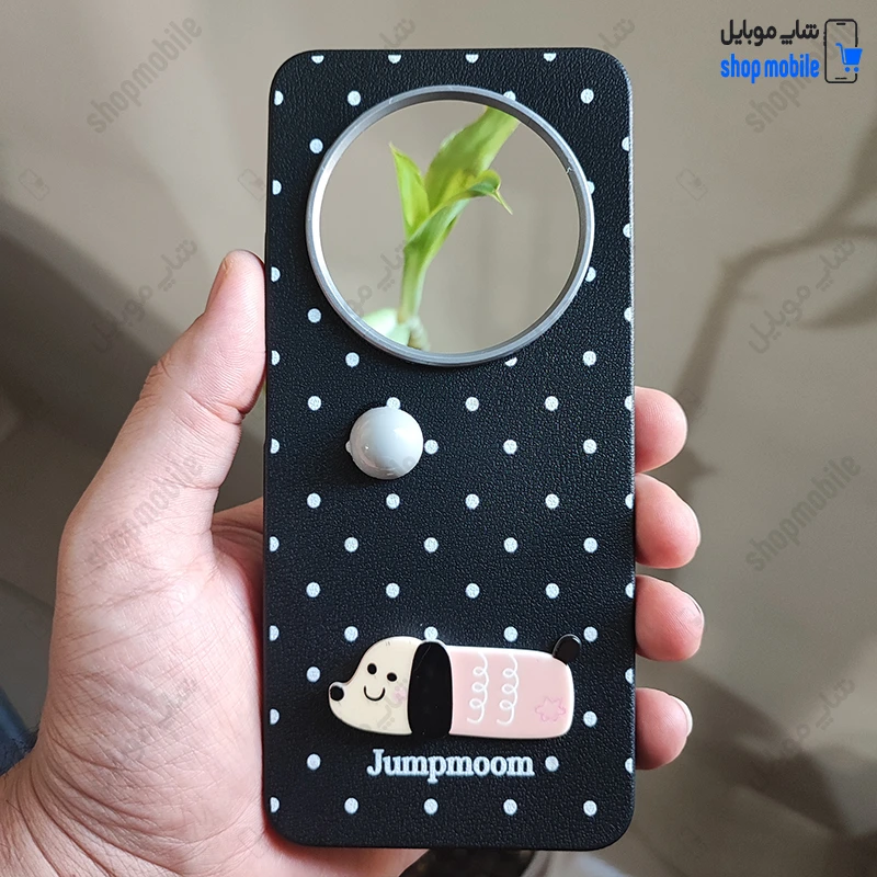 قاب گوشی شیائومی ردمی 14C / ردمی A4 / پوکو C75 (کاور عروسکی Jumpmoon طرح هاپو رنگ مشکی با گوی طوسی)