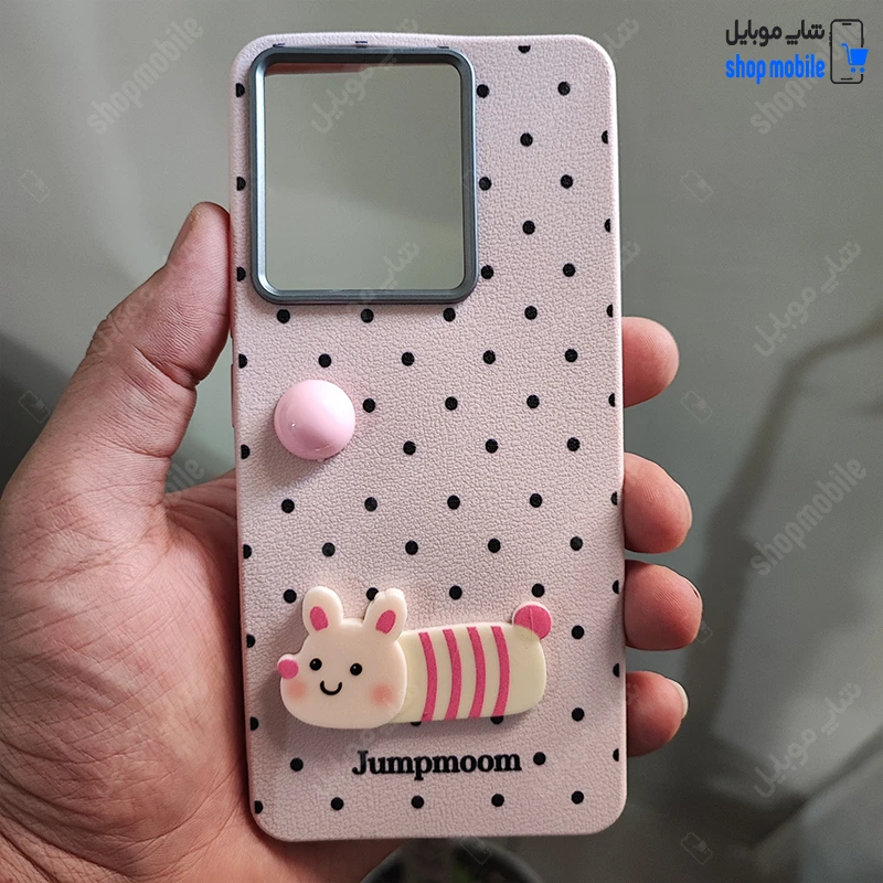 قاب گوشی شیائومی ردمی نوت 14S / نوت 13 پرو 4G / پوکو M6 پرو 4G (کاور عروسکی Jumpmoon طرح پیشی رنگ گلبهی)