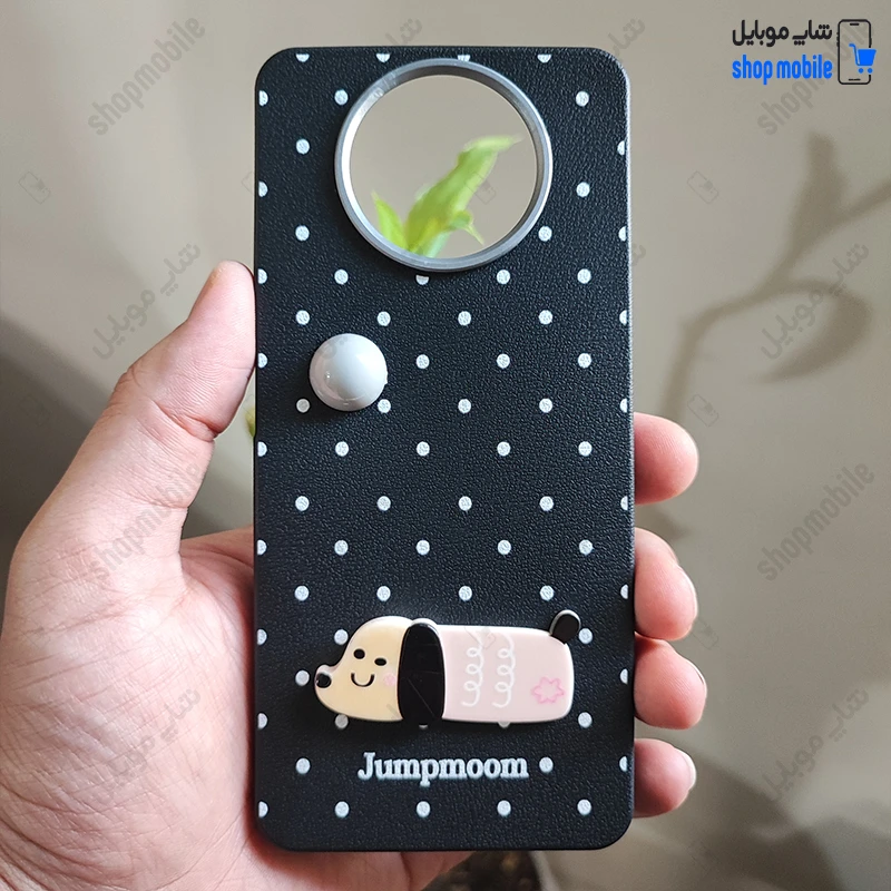 قاب گوشی شیائومی پوکو X3 X3 پرو (کاور عروسکی Jumpmoon طرح هاپو رنگ مشکی با گوی طوسی)