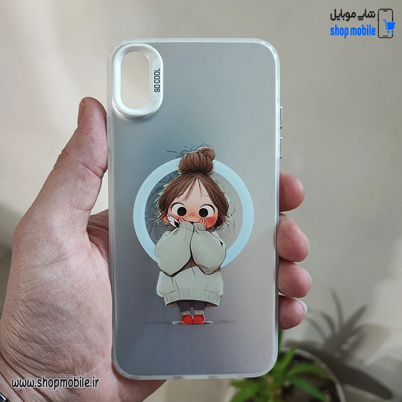 قاب گوشی آیفون XS MAX (کاور سوکول طرح مگ سیف مدل دختر ذوق زده)