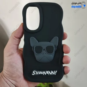 قاب گوشی سامسونگ گلکسی A16 (کاور عروسکی موج دار طرح بولداگ رنگ مشکی)