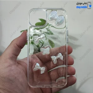 قاب گوشی آیفون 14 (کاور رزینی شفاف طرح پروانه و پاپیون برجسته)