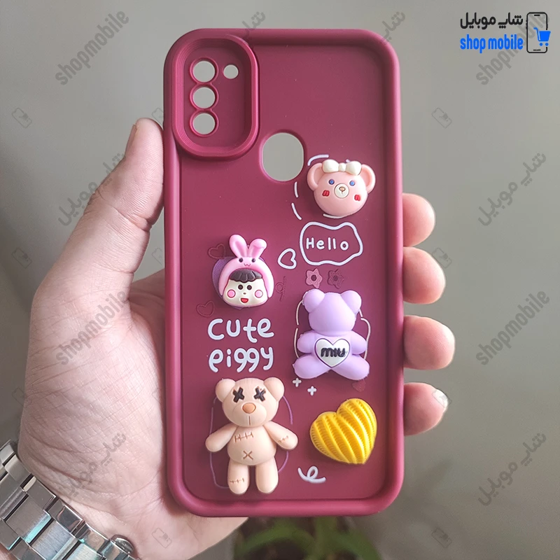 قاب گوشی سامسونگ گلکسی A11 - M11 (کاور Solid مدل عروسکی طرح دختر، خرس چشم ضربدری و Piggy)