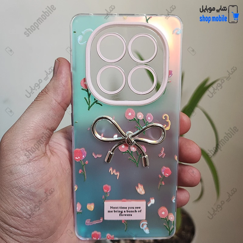 قاب گوشی شیائومی ردمی نوت 14 پرو 4G (کاور هولوگرامی فانتزی طرح پاپیون و گل های رنگی)