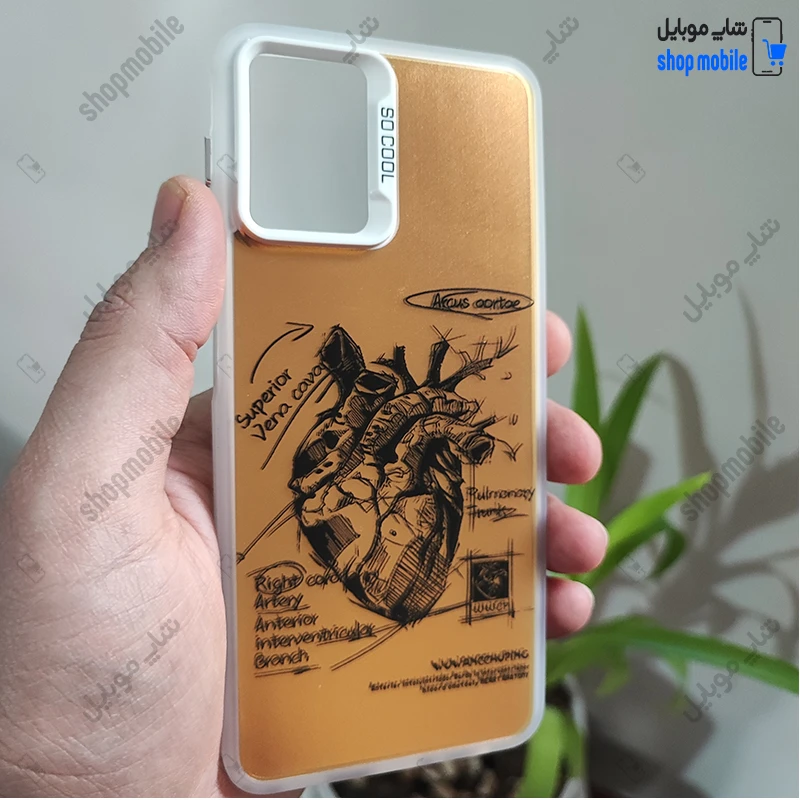 قاب گوشی سامسونگ گلکسی A07 (کاور فانتزی So Cool طرح آناتومی قلب رنگ طلایی)