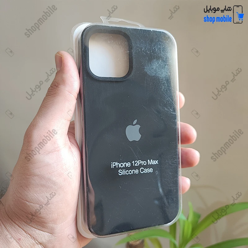 قاب گوشی آیفون 12 پرو مکس (کاور سیلیکونی پاک کنی اورجینال طرح ساده رنگ مشکی)