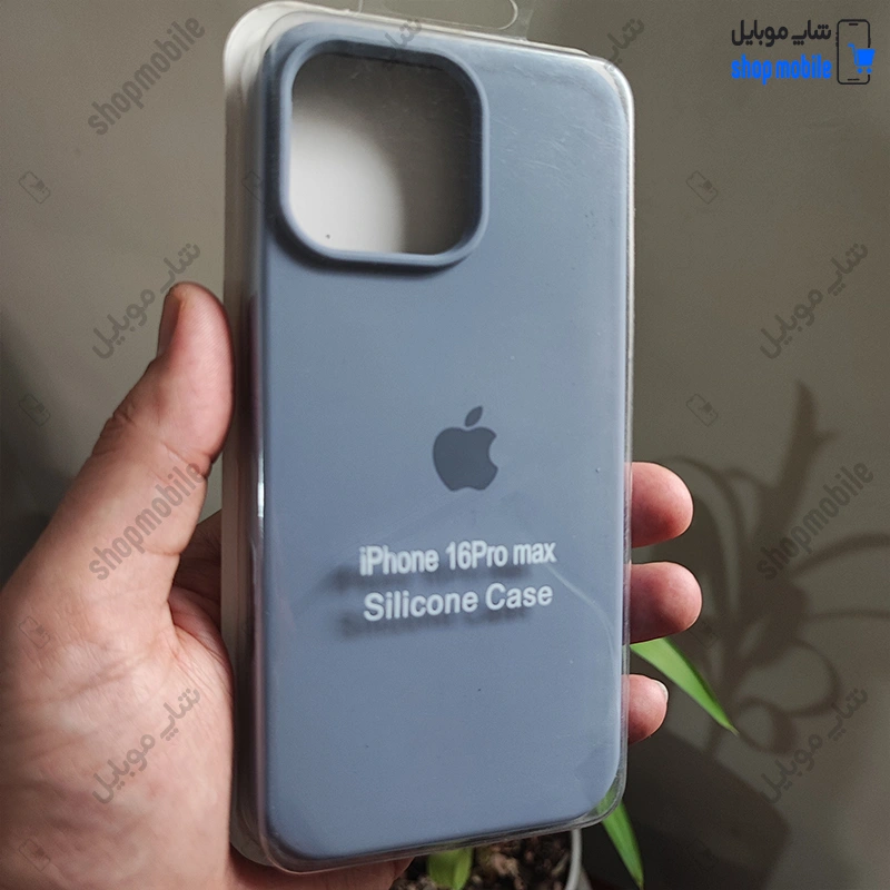 قاب گوشی آیفون 16 پرو مکس (کاور سیلیکونی پاک کنی اورجینال رنگ طوسی سیر)