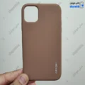 قاب گوشی آیفون 11 (کاور سیلیکونی Spigen داخل موکتی رنگ نسکافه ای)