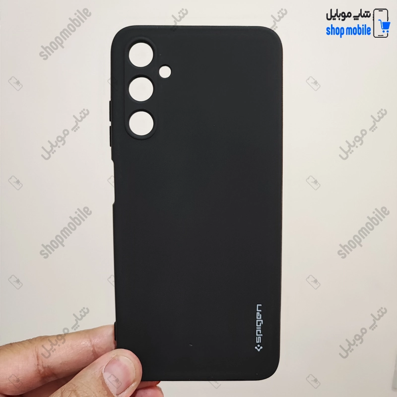 قاب گوشی سامسونگ گلکسی A05S (کاور سیلیکونی Spigen داخل موکتی رنگ مشکی)