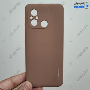 قاب گوشی شیائومی ردمی 12C - پوکو C55 (کاور سیلیکونی Spigen داخل موکتی رنگ نسکافه ای)