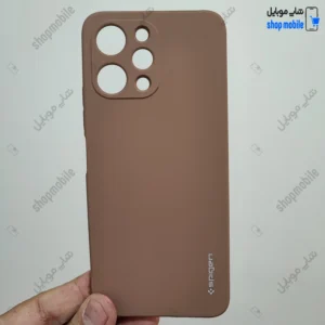 قاب گوشی شیائومی ردمی 12 (کاور سیلیکونی Spigen داخل موکتی رنگ نسکافه ای)