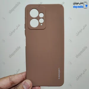 قاب گوشی شیائومی ردمی نوت 12 4G (کاور سیلیکونی Spigen داخل موکتی رنگ نسکافه ای)