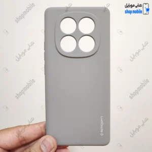 قاب گوشی شیائومی ردمی نوت 14 پرو 4G (کاور سیلیکونی Spigen داخل موکتی رنگ طوسی)