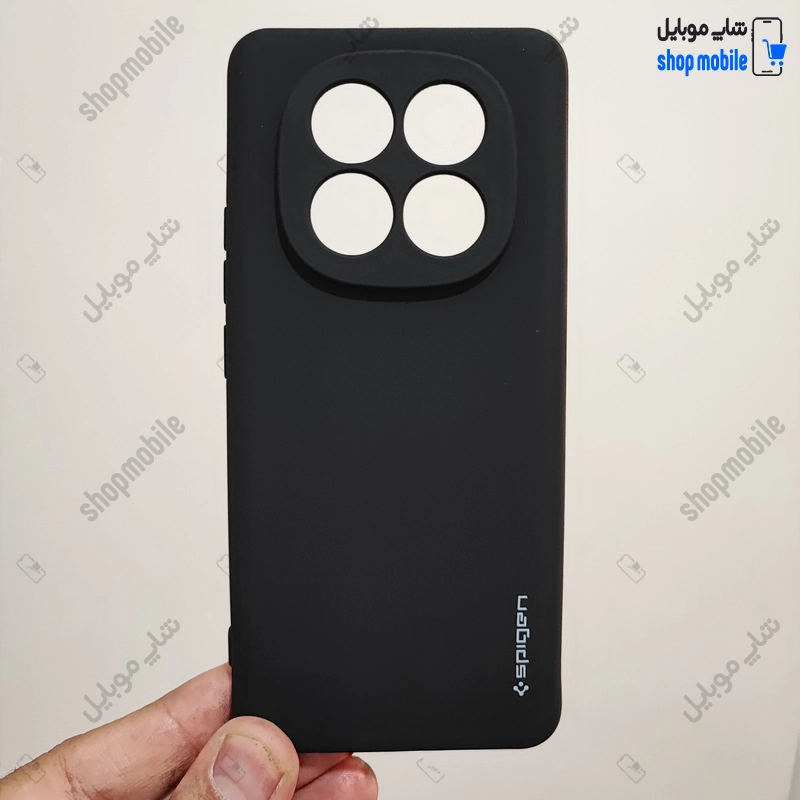 قاب گوشی شیائومی ردمی نوت 14 پرو 4G (کاور سیلیکونی Spigen داخل موکتی رنگ مشکی)