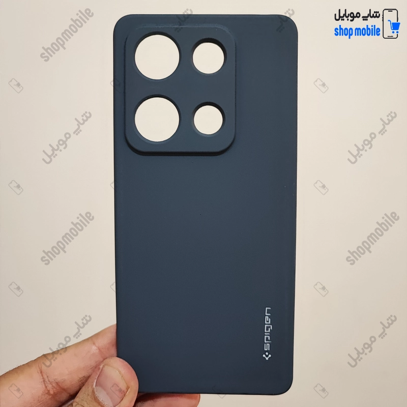 قاب گوشی شیائومی ردمی نوت 14S - نوت 13 پرو 4G - پوکو M6 پرو 4G (کاور سیلیکونی Spigen داخل موکتی رنگ سرمه ای)